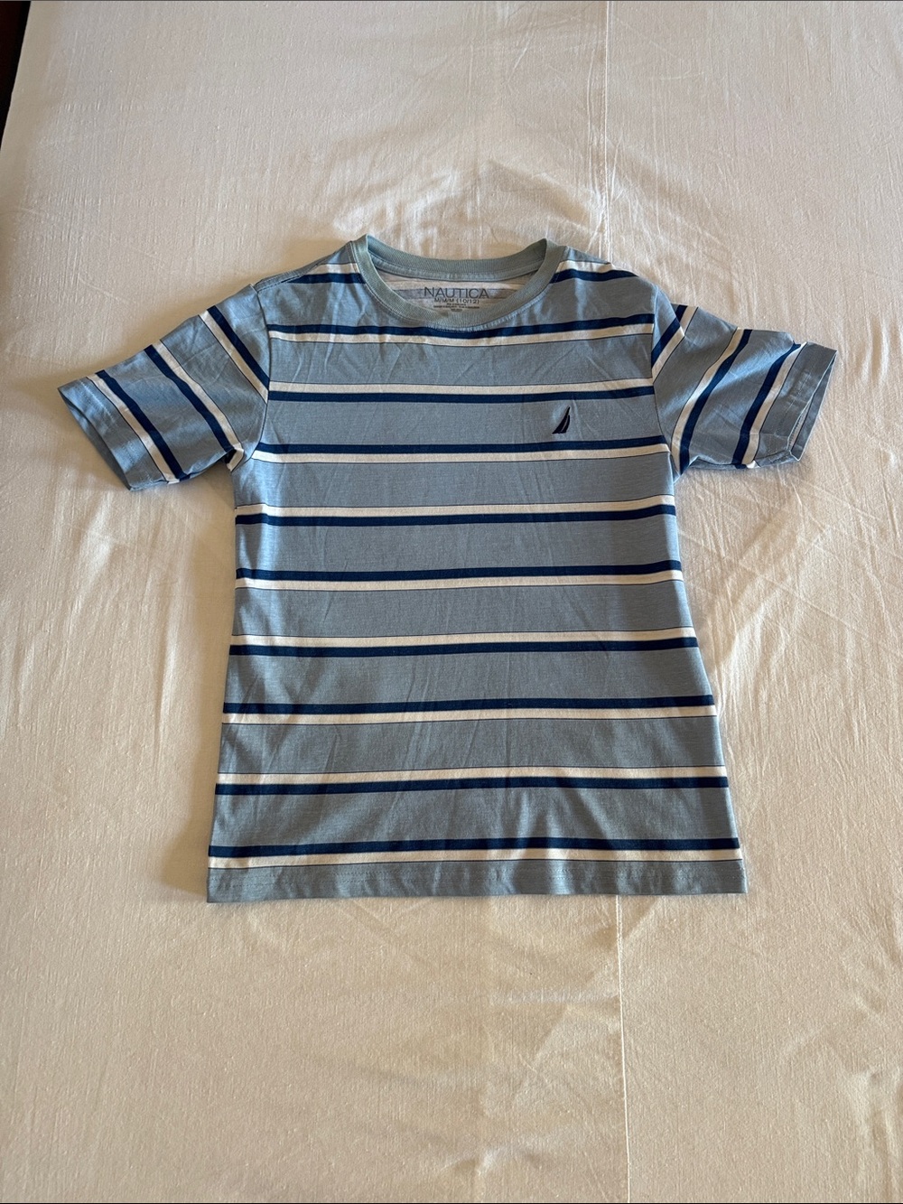 Nautica Boys Striped Short Sleeve T-Shirt Blue Size M (10/12) Navy Accents